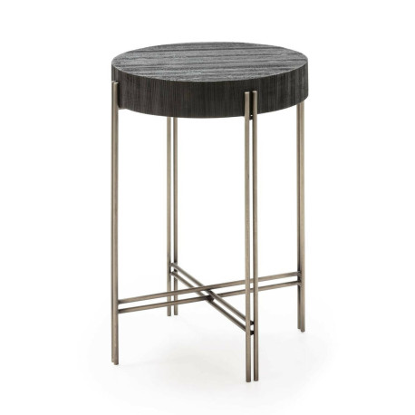 MESA AUXILIAR 41X41X70 METAL NIQUEL/MADERA NEGRO