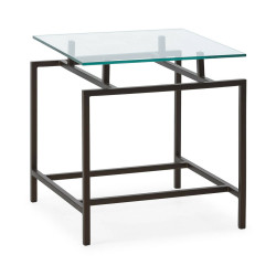 MESA AUXILIAR 55X55X59 CRISTAL/METAL BRONCE OSCURO