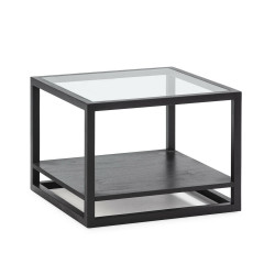 MESA AUXILIAR 60X60X45 CRISTAL/MADERA NEGRO