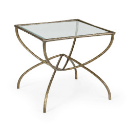 MESA AUXILIAR 63X63X58 METAL/CRISTAL DORADO ANTIQUE