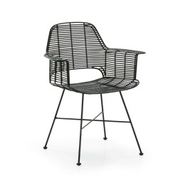 SILLA 66X58X83 MIMBRE NEGRO/METAL NEGRO