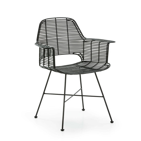 SILLA 67X56X83 MIMBRE NEGRO/METAL NEGRO