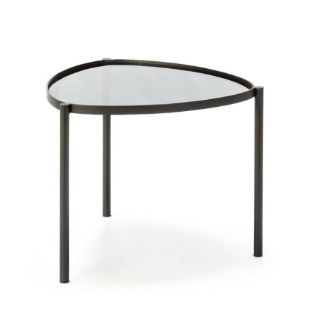 MESA AUXILIAR 61x59x46 METAL/CRISTAL NEGRO