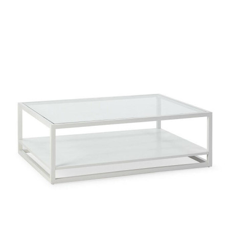 MESA DE CENTRO 120x90x40 CRISTAL/MADERA BLANCO