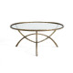 MESA DE CENTRO 91x91x43 METAL/CRISTAL DORADO ANTIQUE