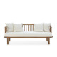 SOFA 180x80x68 MADERA TECA NATURAL/TELA BLANCO