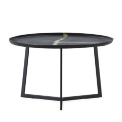 MESA DE CENTRO 72x72x44 METAL NEGRO/DORADO