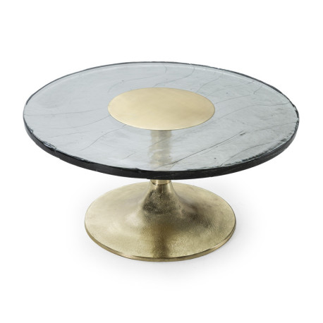 MESA DE CENTRO 81x81x39 CRISTAL/METAL DORADO