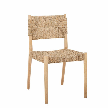 SILLA CON CUERDA TEJIDA Y MADERA DE CAUCHO