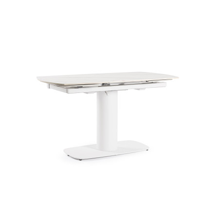 Mesa comedor extensible tope gres porcelanico blanco