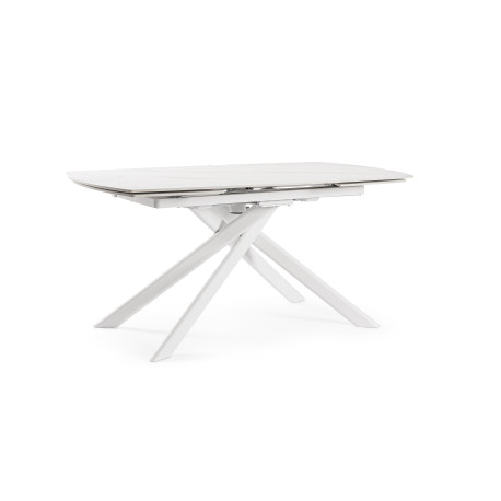 Mesa comedor extensible tope gres porcelanico blanco