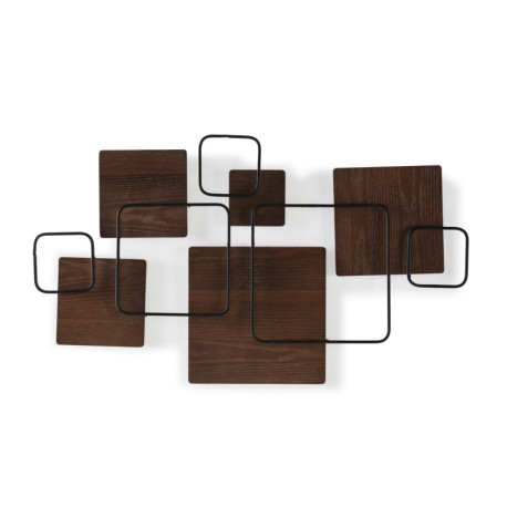 ESCULTURA 95,5X3X55 METAL NEGRO/MADERA MARRON