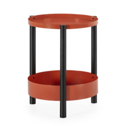 MESA AUXILIAR 47,5X47,5X61 METAL CORAL/MADERA NEGRO