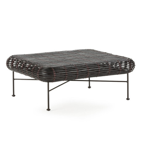 MESA DE CENTRO 76X91X35 METAL NEGRO/MIMBRE NEGRO/VIOLETA