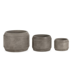 SET/3 MACETEROS 56X56X40/43X43X32/32X32X24 CEMENTO GRIS ALTRACITA OSCURO