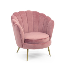 SILLON CON BRAZOS TIPO OSTRA ROSA EFECTO TERCIOPELO