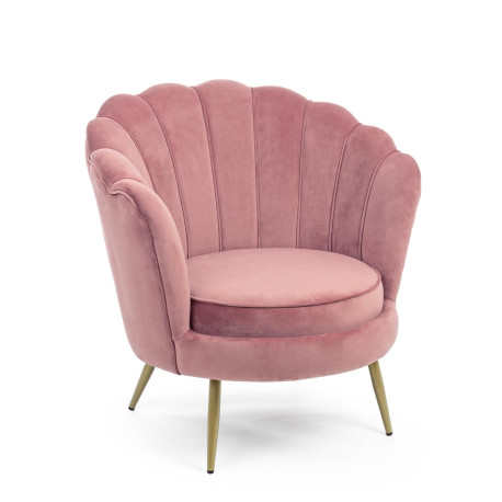 SILLON CON BRAZOS TIPO OSTRA ROSA EFECTO TERCIOPELO