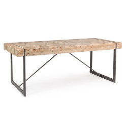 MESA COMEDOR RECTANGULAR ESTRUCTURA HIERRO TABLERO MADERA