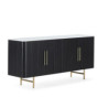 APARADOR 180x45x84 MADERA NEGRO/MARMOL ARTIFICIAL BLANCO/METAL DORADO