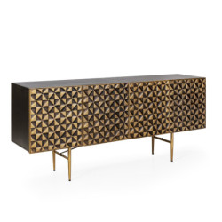 APARADOR 183x42x77 METAL DORADO ANTIC/GRIS