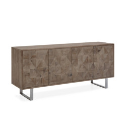 APARADOR 185x50x86 MADERA EROSIONADA/METAL PLATEADO