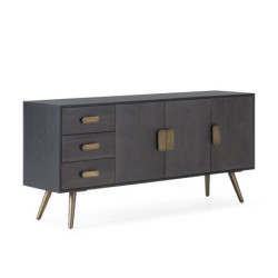 APARADOR 186x45x85 MADERA NEGRO/MARRON/METAL DORADO