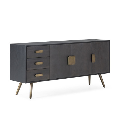 APARADOR 186x45x85 MADERA NEGRO/MARRON/METAL DORADO