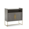 APARADOR 90x40x93 MADERA CEDRO GRIS/METAL DORADO