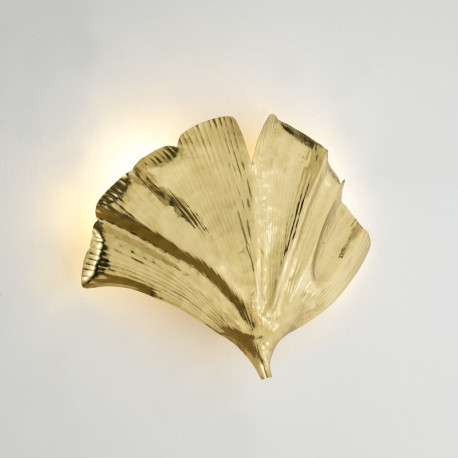 APLIQUE HOJA DE GINGKO 60x15x46 METAL DORADO