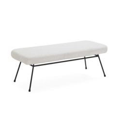 BANCO 126x48x44 METAL NEGRO/TELA BLANCO