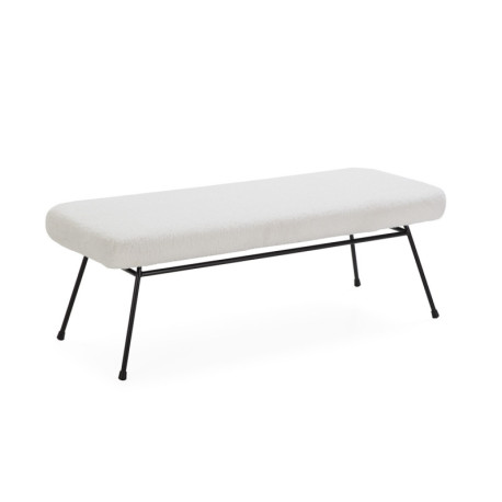 BANCO 126x48x44 METAL NEGRO/TELA BLANCO