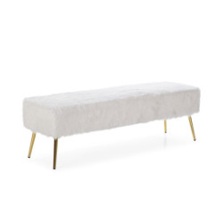 BANCO 142x43x45 METAL DORADO/TELA BLANCO