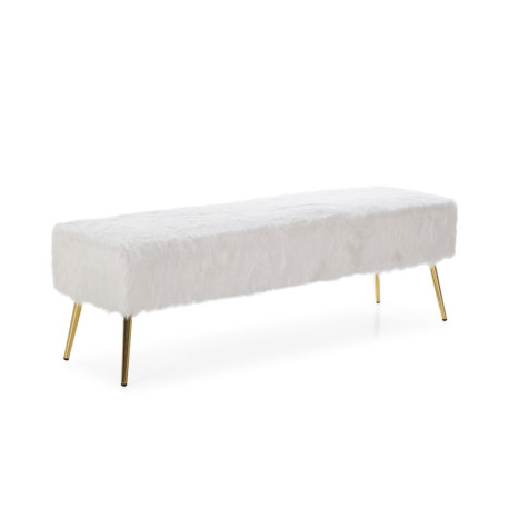 BANCO 142x43x45 METAL DORADO/TELA BLANCO