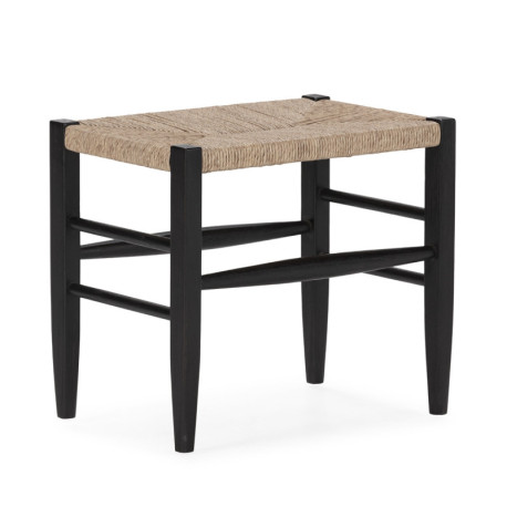 BANCO 50x35x45 MADERA DE TECA NEGRO/CUERDA NATUAL