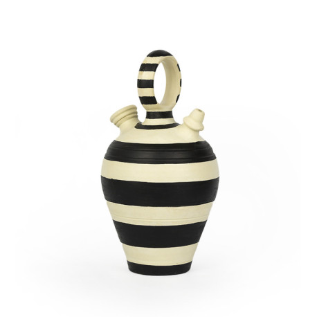 BOTIJO 18x18x31 ARCILLA BLANCO ROTO/NEGRO