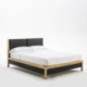 CAMA 163x205x100 MADERA FRESNO/P.PIEL NEGRO