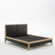 CAMA 163x205x100 MADERA FRESNO/P.PIEL NEGRO