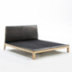 CAMA 191x202x101 MADERA FRESNO/P.PIEL NEGRO