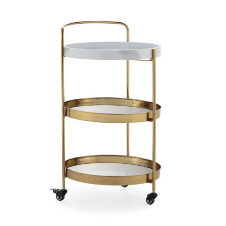 CAMARERA 50x46x81 METAL DORADO/ESPEJO/MARMOL ARTIFICIAL