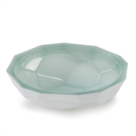 CENTRO DE MESA 34x33x9 CRISTAL AGUA/BLANCO