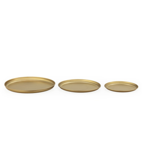 CENTRO DE MESA SET/3 12x12x1,2/ 10x10x1/ 8x8x1 METAL LATON ANTIQUE