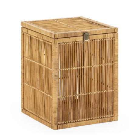 CESTO 40,5x40,5x51 MADERA/RATAN NATURAL/METAL NEGRO