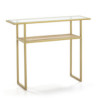 CONSOLA 100x27x80 CRISTAL/RATAN/METAL DORADO