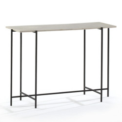 CONSOLA 109x38x76 METAL NEGRO/MARMOL BLANCO