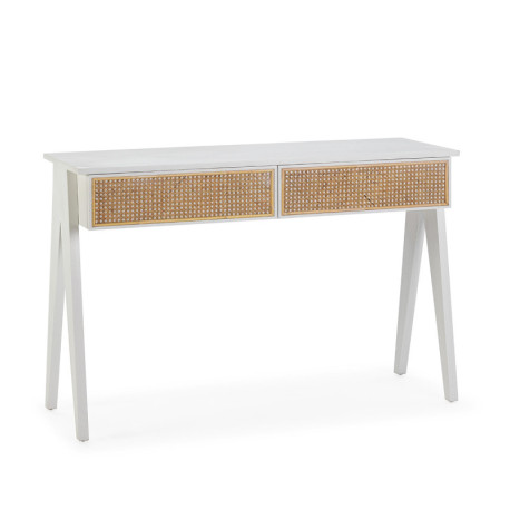 CONSOLA 120x40x80 MADERA BLANCO/RATAN NATURAL