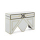 CONSOLA 120x45x80 CRISTAL BLANCO/NEGRO / METAL DORADO / DM DORADO/NEGRO