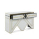 CONSOLA 120x45x80 CRISTAL BLANCO/NEGRO / METAL DORADO / DM DORADO/NEGRO
