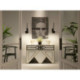 CONSOLA 120x45x80 CRISTAL BLANCO/NEGRO / METAL DORADO / DM DORADO/NEGRO