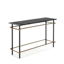 CONSOLA 122x39x75 MARMOL NEGRO/HIERRO DORADO ANTIC/NEGRO