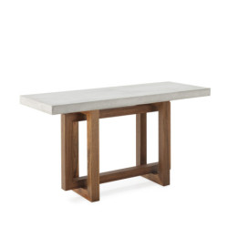 CONSOLA 130x50x72 MADERA NATURAL/MICROCEMENTO GRIS